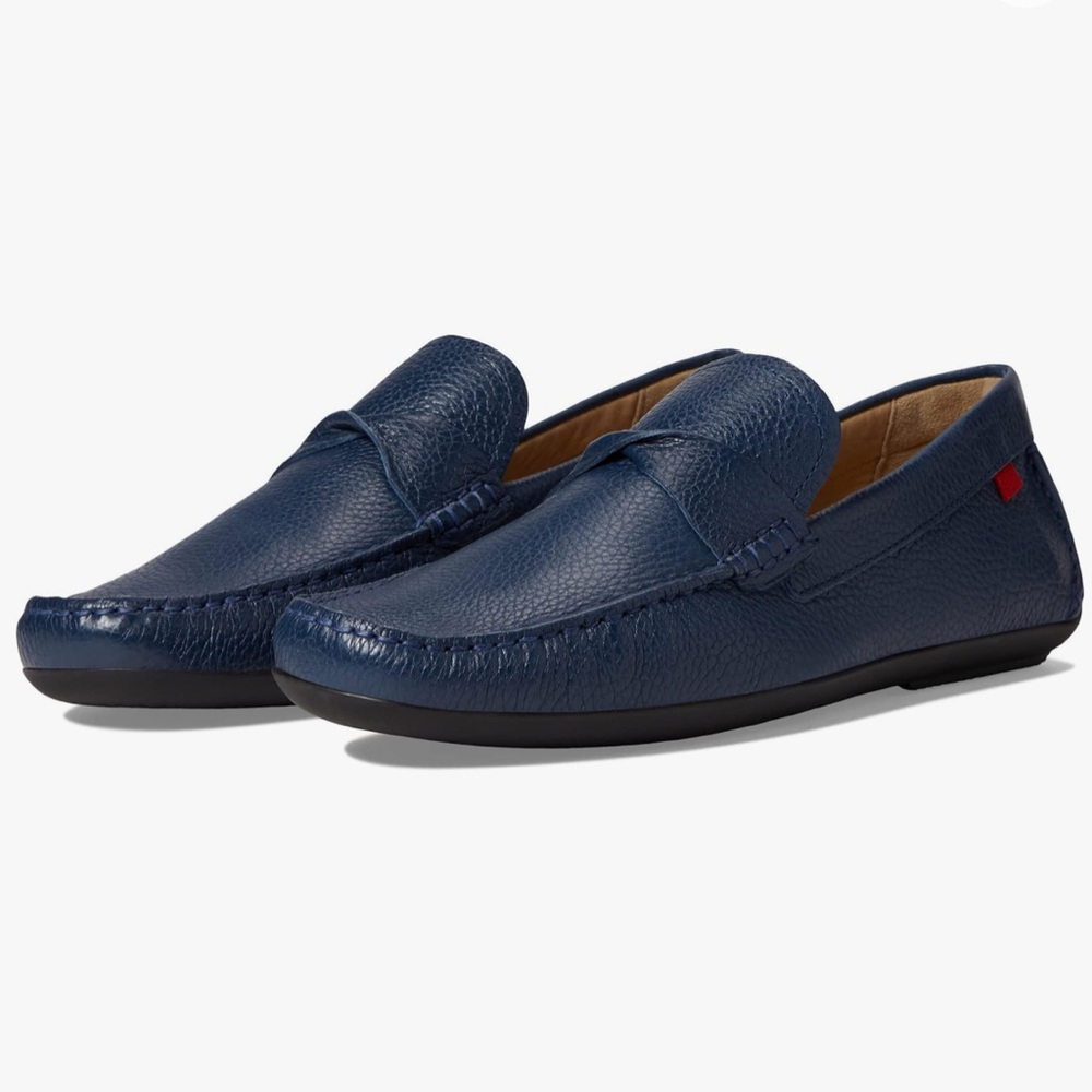 Marc Joseph NIB Blue Pebble Leather Loafer 7 Plymouth Twisted Driver Rubber Sole